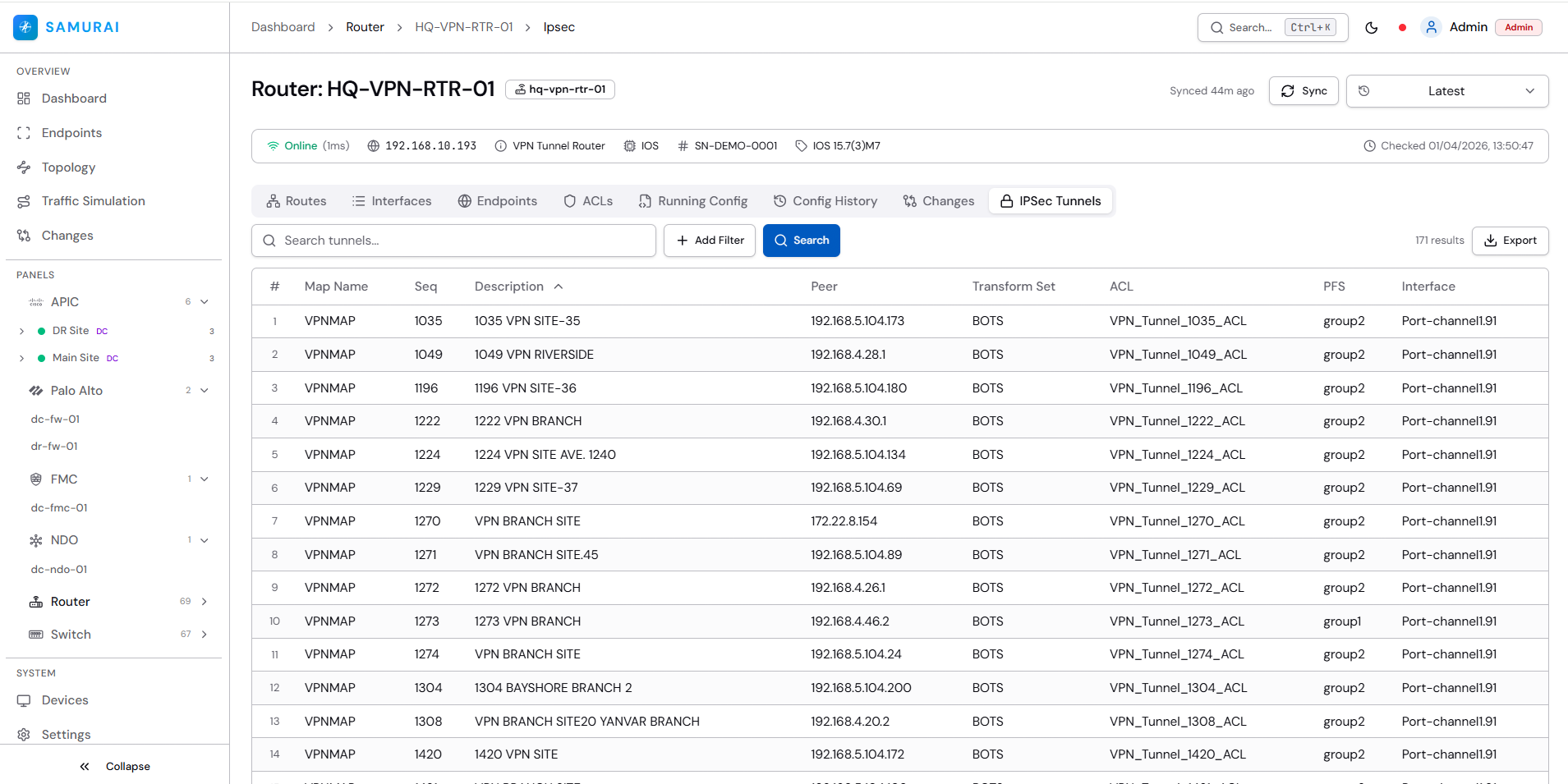 Router IPSec and routing path analysis
